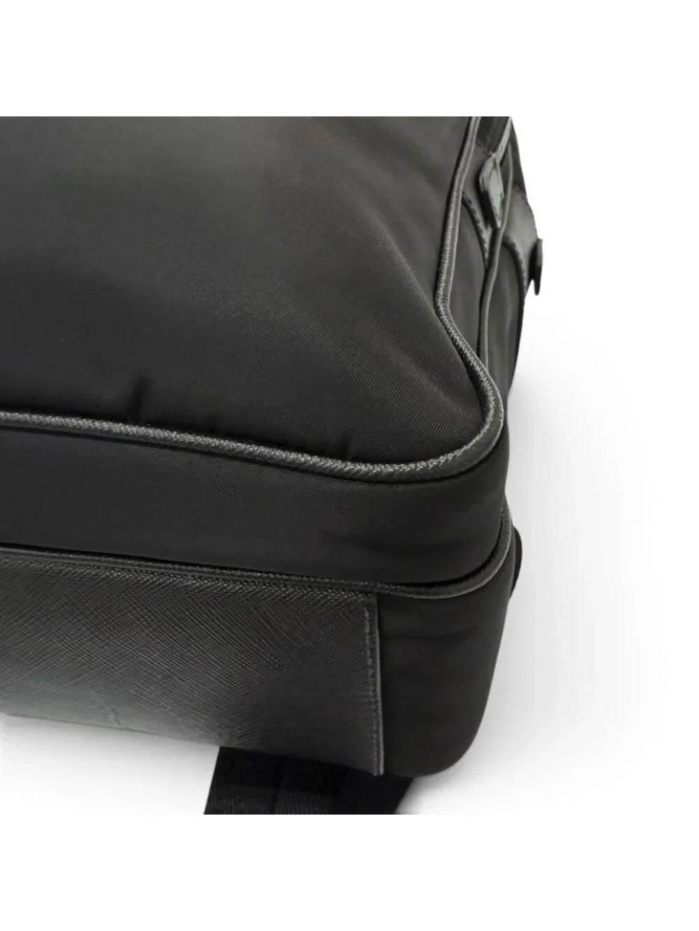 Prada Triangle Logo Re-Nylon Saffiano Leather Backpack with Day Pack Black